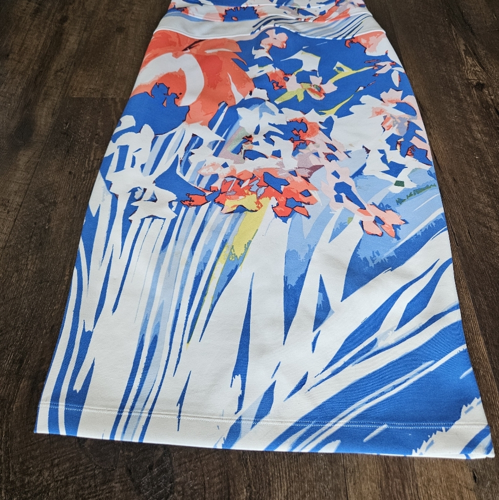Gabby Skye Blue and Orange Floral Midi Dress - Picture 2 of 4